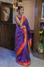 Load image into Gallery viewer, Purple &amp; Red Paithani Silk Saree
