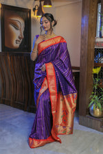 Load image into Gallery viewer, Purple &amp; Red Paithani Silk Saree
