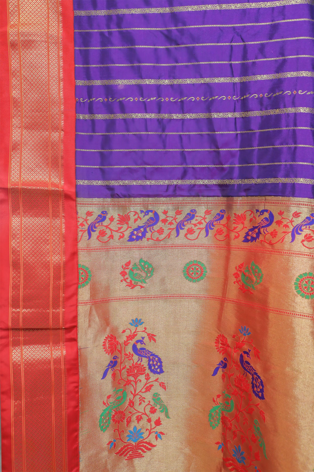 Purple & Red Paithani Silk Saree