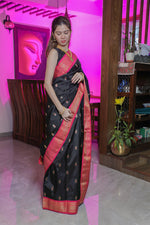 Load image into Gallery viewer, Black and Pink Paithani Silk Saree
