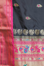 Load image into Gallery viewer, Black and Pink Paithani Silk Saree
