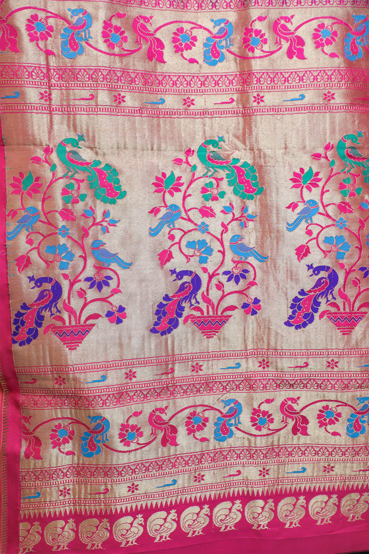 Black and Pink Paithani Silk Saree