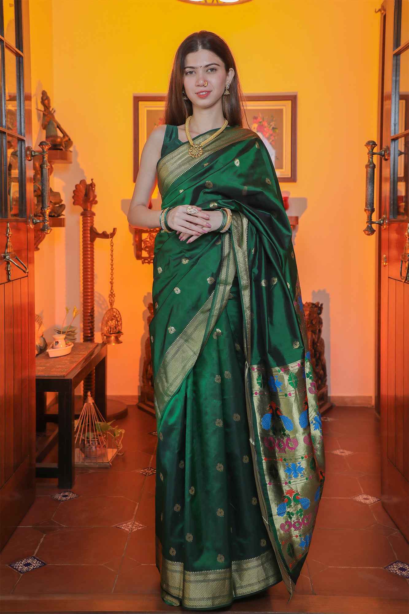 Green Paithani Silk Saree