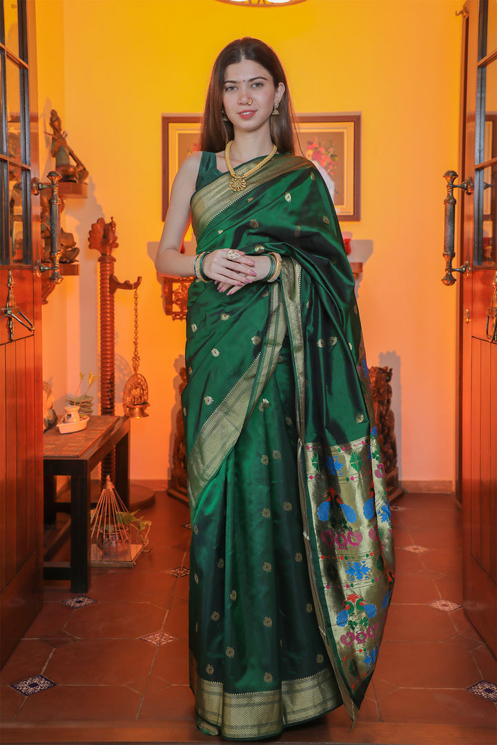 Green Paithani Silk Saree