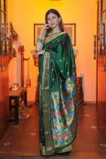 Load image into Gallery viewer, Green Paithani Silk Saree
