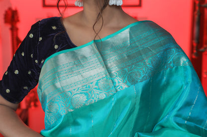 Cyan Muga Silk Saree