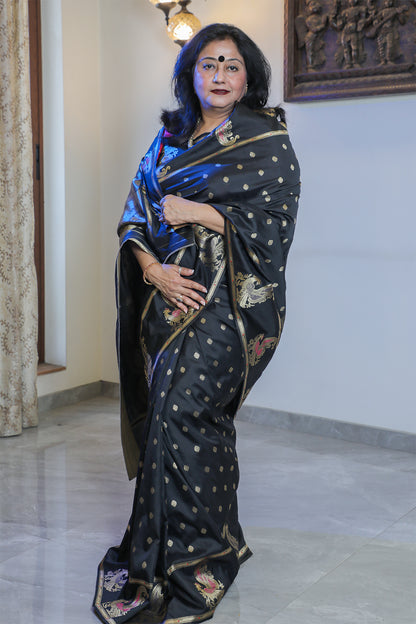 Black and Gold Eri Silk Paithani Saree