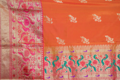 Pink & Orange Paithani Silk Saree