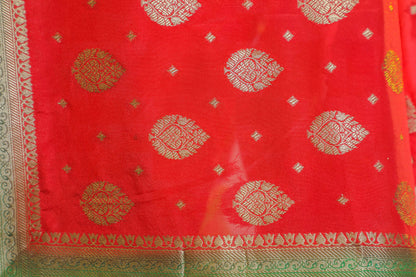 Red Georgette Zari Saree