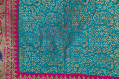 Greenish Blue & Pink Paithani Jamawar Brocade Saree