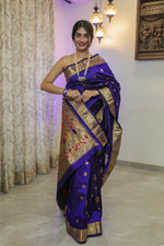 Load image into Gallery viewer, Blue Paithani Silk Saree
