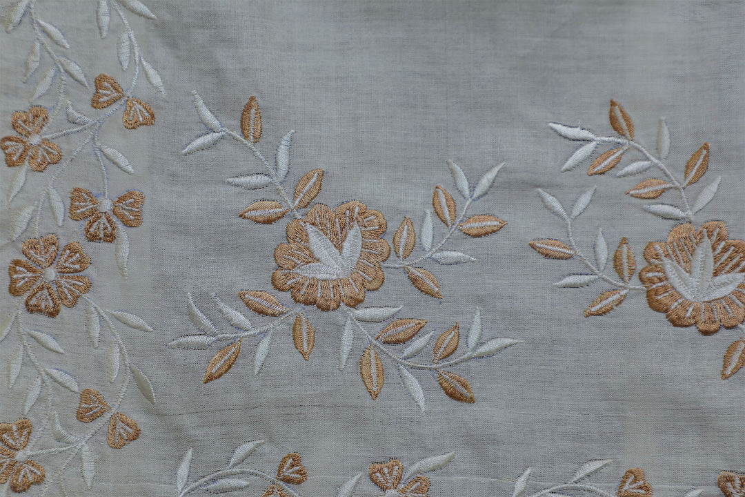 White Embroidered Bapta Silk Saree