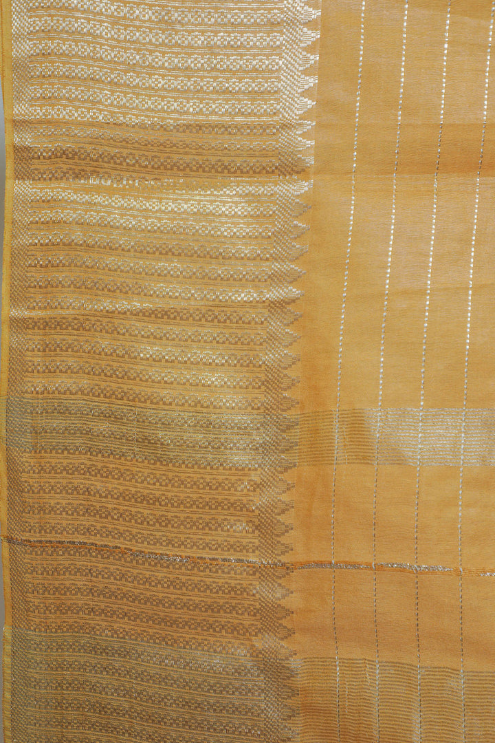 Cadmium Yellow Muga Cotton Silk Saree