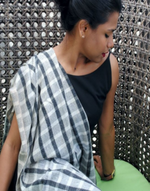 Load image into Gallery viewer, Black &amp; White Checkered Cashmere Stole
