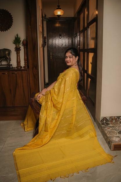 Yellow Resham Silk Saree