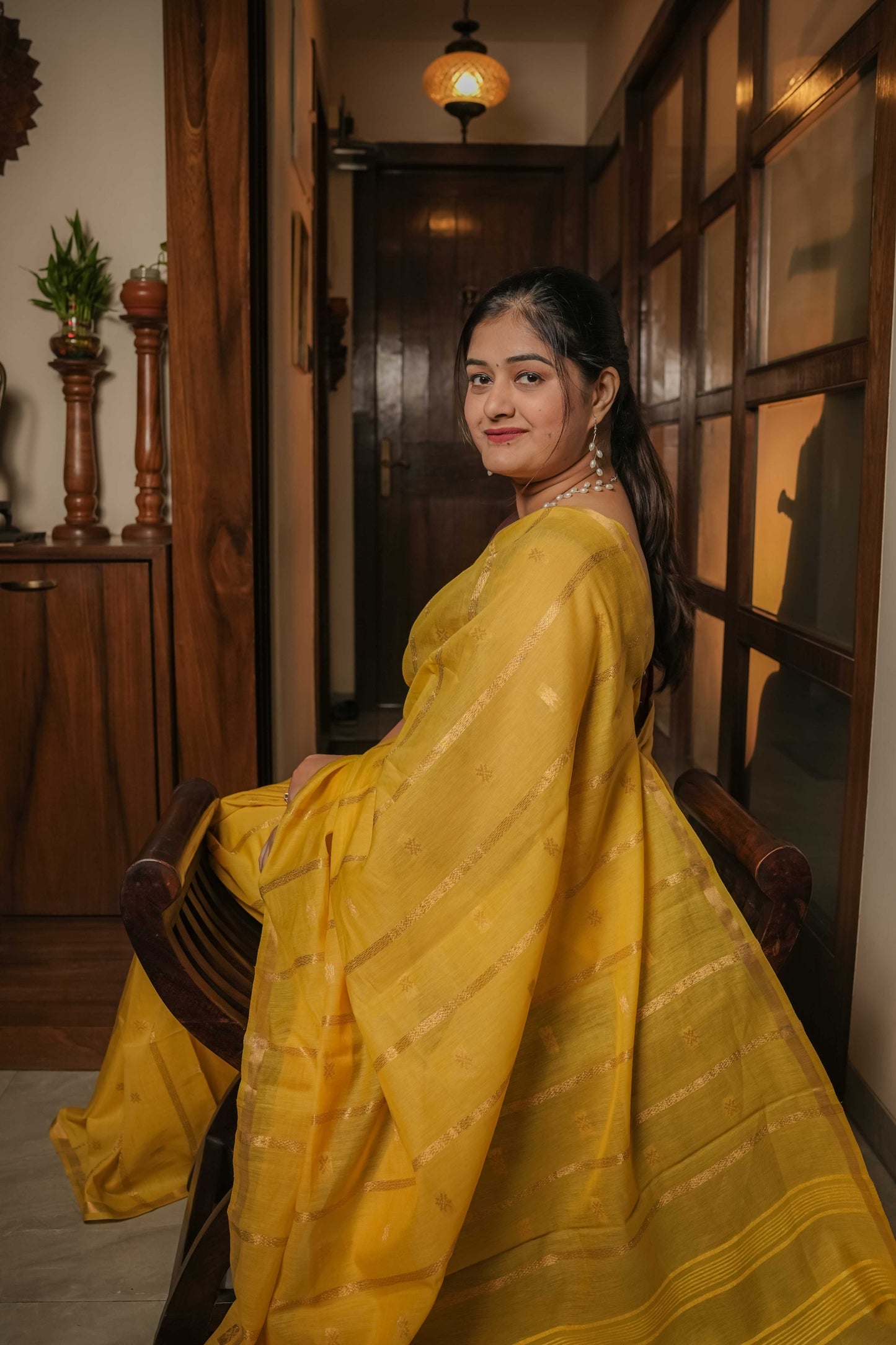 Yellow Resham Silk Saree