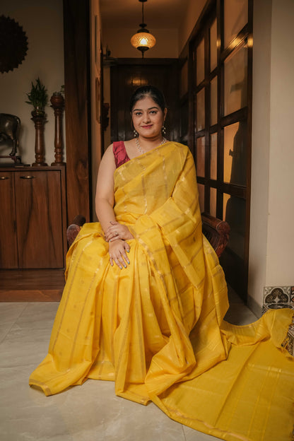Yellow Resham Silk Saree
