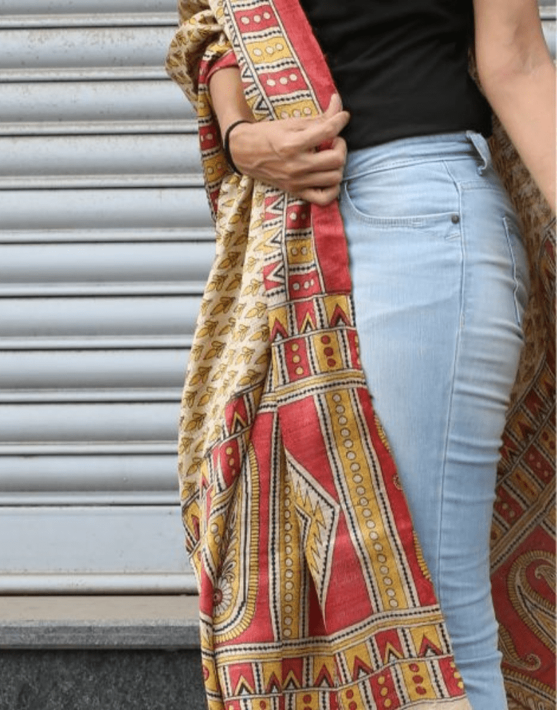 Beige & Yellow Geecha Dupatta With Booti - zameeni