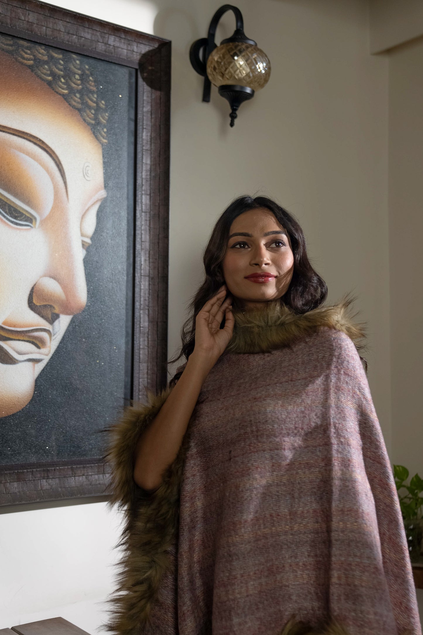 Pink Mohair Wool Poncho