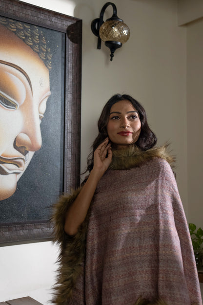 Pink Mohair Wool Poncho