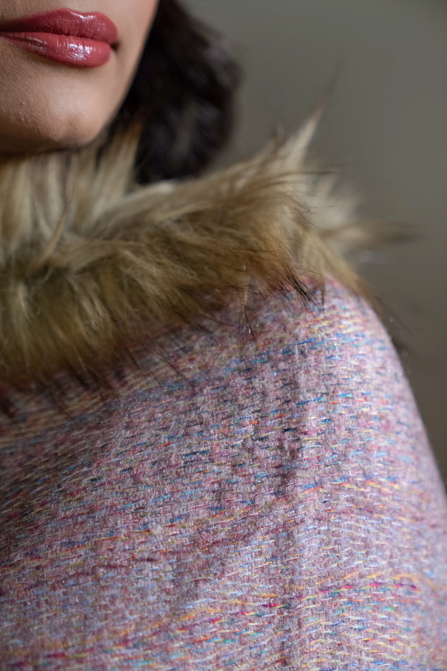 Pink Mohair Wool Poncho