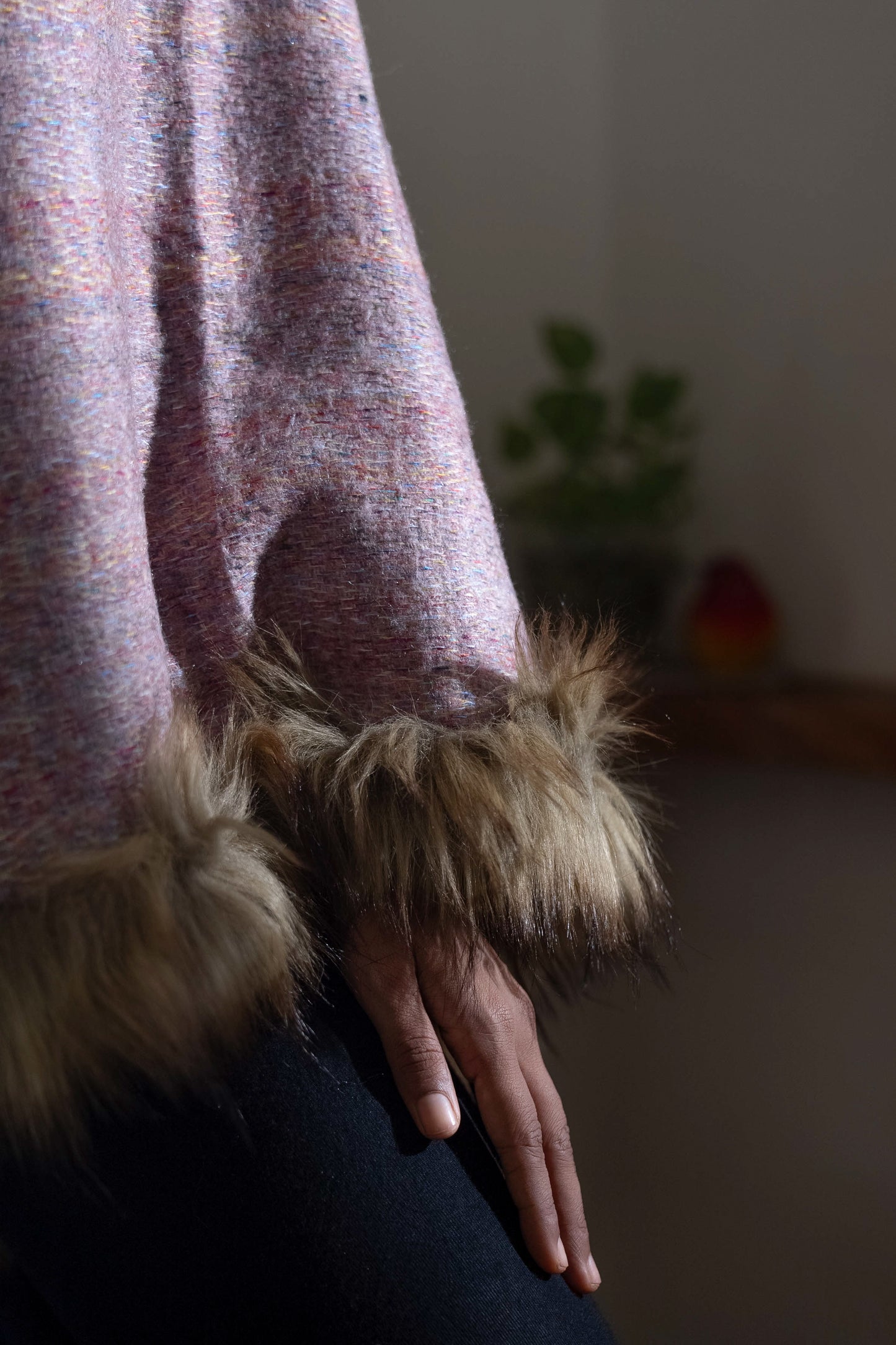 Pink Mohair Wool Poncho