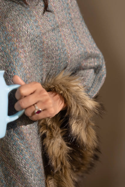 Light Blue Mohair Wool Poncho