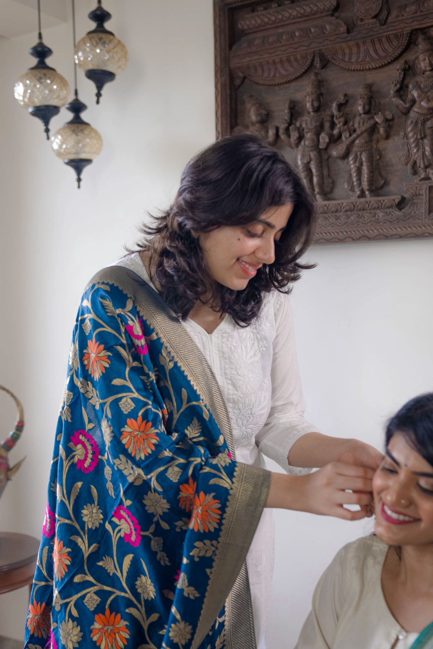 Dark Bluish-Green Silk Dupatta