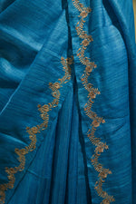 Load image into Gallery viewer, Turquoise Blue Geecha Saree

