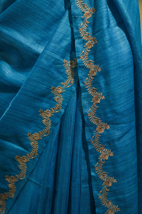 Turquoise Blue Geecha Saree