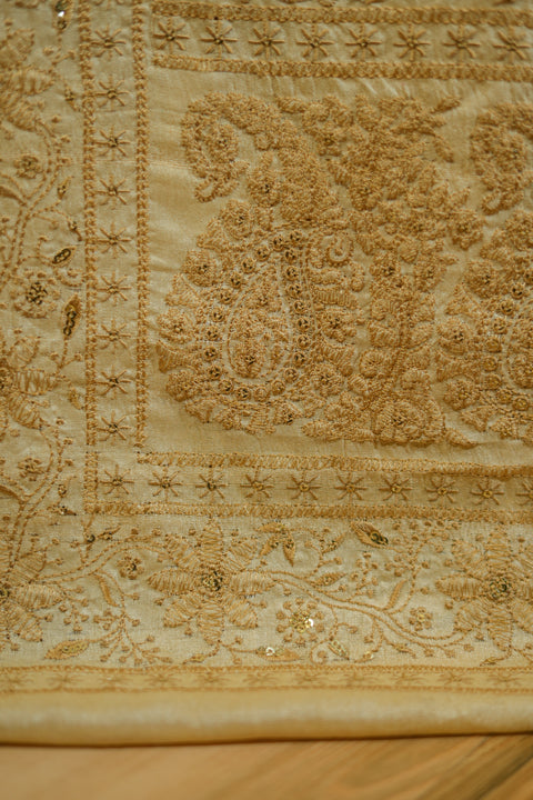 Light Brown Embroidered Saree