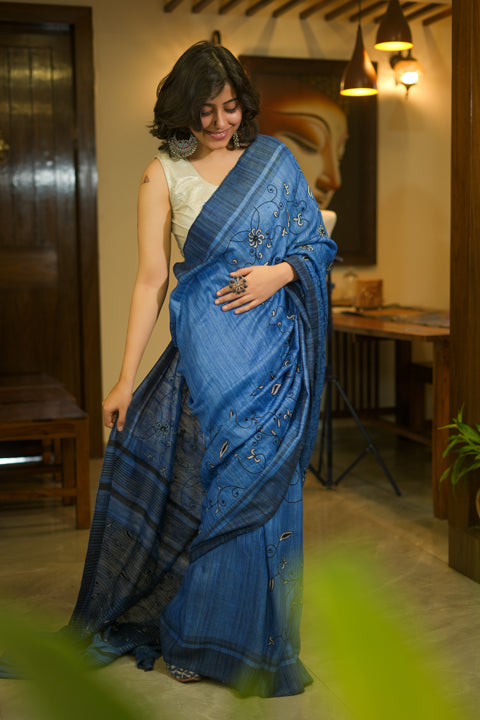 Blue Geecha Saree