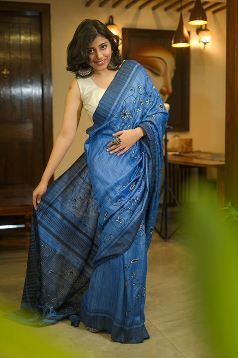 Blue Geecha Saree