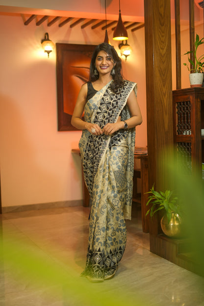 Phulkari Tussar Saree