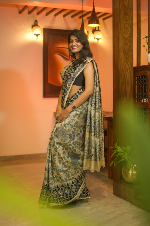 Phulkari Tussar Saree