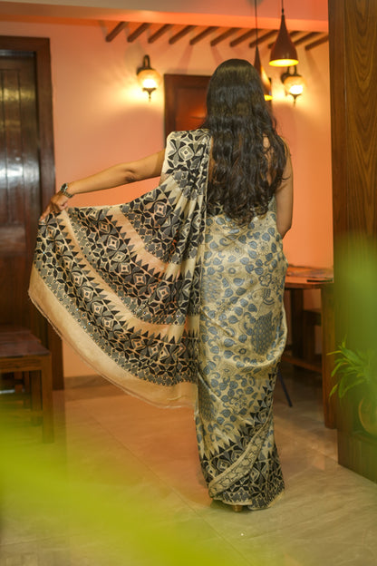 Phulkari Tussar Saree